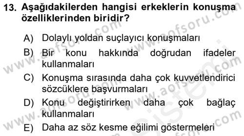 Sözlü ve Sözsüz İletişim Dersi 2017 - 2018 Yılı (Vize) Ara Sınav Soruları 13. Soru
