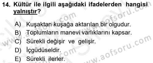 Sözlü ve Sözsüz İletişim Dersi 2017 - 2018 Yılı (Vize) Ara Sınav Soruları 14. Soru
