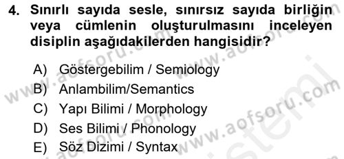 Sözlü ve Sözsüz İletişim Dersi 2017 - 2018 Yılı (Vize) Ara Sınav Soruları 4. Soru