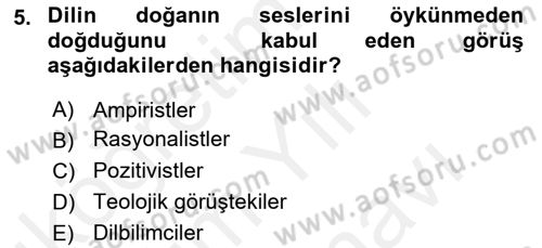 Sözlü ve Sözsüz İletişim Dersi Ara Sınavı Deneme Sınav Soruları 5. Soru