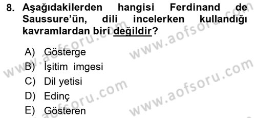 Sözlü ve Sözsüz İletişim Dersi 2017 - 2018 Yılı (Vize) Ara Sınav Soruları 8. Soru