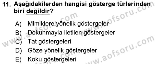 Sözlü ve Sözsüz İletişim Dersi 2017 - 2018 Yılı (Final) Dönem Sonu Sınav Soruları 11. Soru
