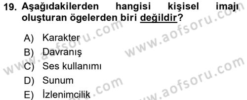 Sözlü ve Sözsüz İletişim Dersi 2017 - 2018 Yılı (Final) Dönem Sonu Sınav Soruları 19. Soru