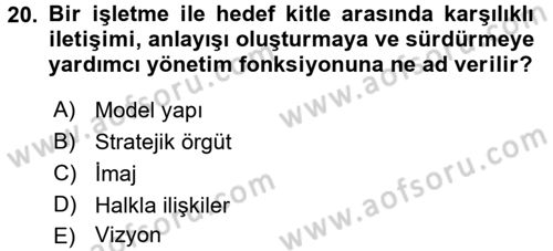 Sözlü ve Sözsüz İletişim Dersi 2017 - 2018 Yılı (Final) Dönem Sonu Sınav Soruları 20. Soru