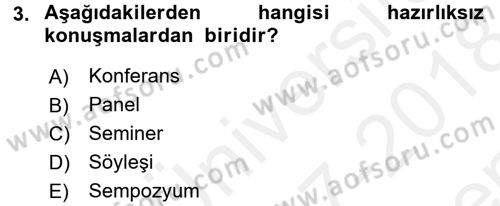 Sözlü ve Sözsüz İletişim Dersi 2017 - 2018 Yılı (Final) Dönem Sonu Sınav Soruları 3. Soru