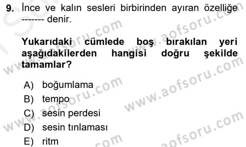 Sözlü ve Sözsüz İletişim Dersi 2017 - 2018 Yılı (Final) Dönem Sonu Sınav Soruları 9. Soru