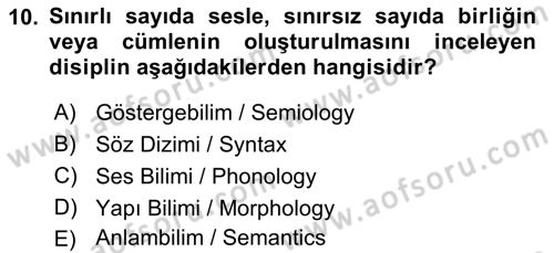 Sözlü ve Sözsüz İletişim Dersi 2018 - 2019 Yılı (Vize) Ara Sınav Soruları 10. Soru