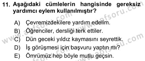 Sözlü ve Sözsüz İletişim Dersi 2018 - 2019 Yılı (Vize) Ara Sınav Soruları 11. Soru