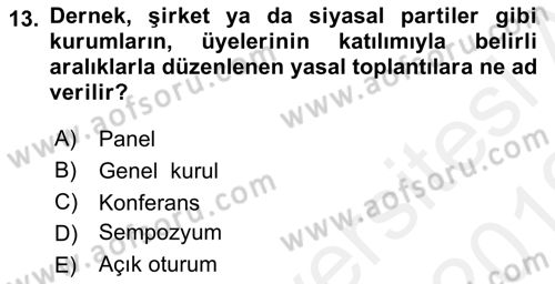 Sözlü ve Sözsüz İletişim Dersi 2018 - 2019 Yılı (Vize) Ara Sınav Soruları 13. Soru