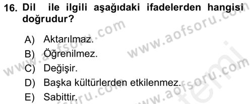 Sözlü ve Sözsüz İletişim Dersi 2018 - 2019 Yılı (Vize) Ara Sınav Soruları 16. Soru
