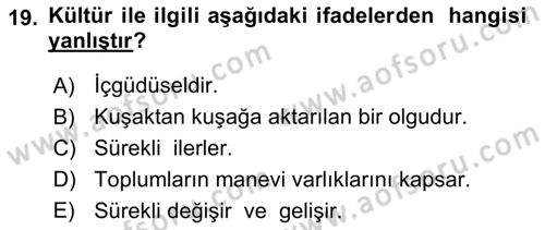 Sözlü ve Sözsüz İletişim Dersi 2018 - 2019 Yılı (Vize) Ara Sınav Soruları 19. Soru