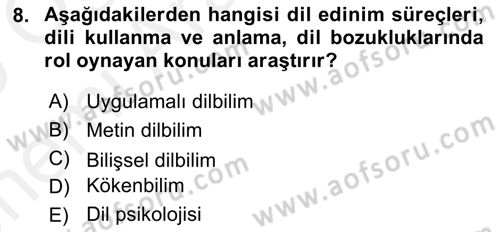 Sözlü ve Sözsüz İletişim Dersi 2018 - 2019 Yılı (Vize) Ara Sınav Soruları 8. Soru