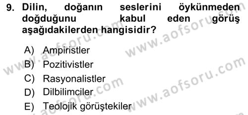 Sözlü ve Sözsüz İletişim Dersi 2018 - 2019 Yılı (Vize) Ara Sınav Soruları 9. Soru
