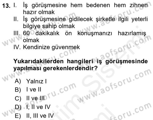 Sözlü ve Sözsüz İletişim Dersi 2018 - 2019 Yılı (Final) Dönem Sonu Sınavı 13. Soru