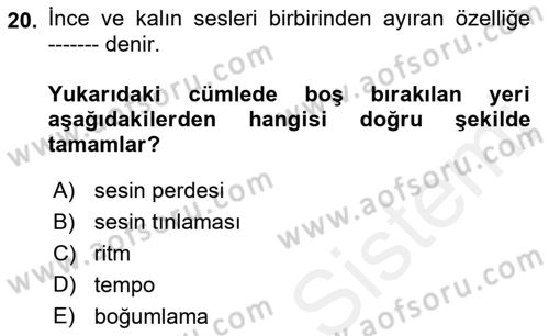 Sözlü ve Sözsüz İletişim Dersi 2018 - 2019 Yılı (Final) Dönem Sonu Sınav Soruları 20. Soru