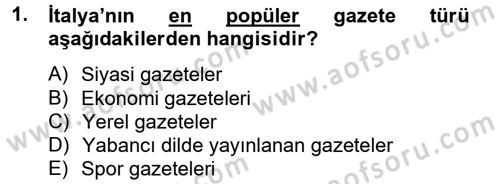 Uluslararası İletişim Dersi 2012 - 2013 Yılı (Vize) Ara Sınav Soruları 1. Soru