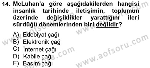 Uluslararası İletişim Dersi 2012 - 2013 Yılı (Vize) Ara Sınav Soruları 14. Soru