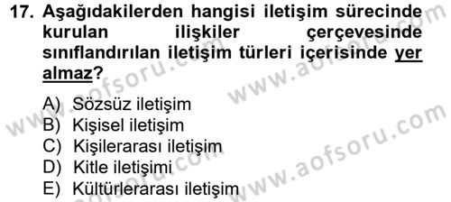 Uluslararası İletişim Dersi 2012 - 2013 Yılı (Vize) Ara Sınav Soruları 17. Soru