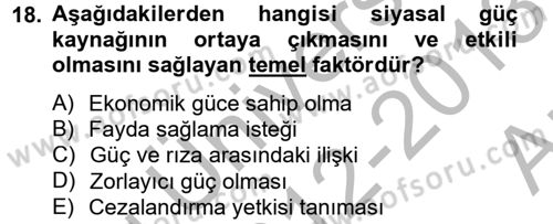 Uluslararası İletişim Dersi 2012 - 2013 Yılı (Vize) Ara Sınav Soruları 18. Soru