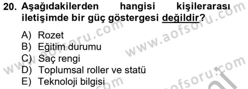 Uluslararası İletişim Dersi 2012 - 2013 Yılı (Vize) Ara Sınav Soruları 20. Soru