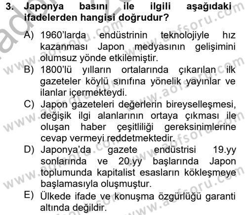 Uluslararası İletişim Dersi 2012 - 2013 Yılı (Vize) Ara Sınav Soruları 3. Soru