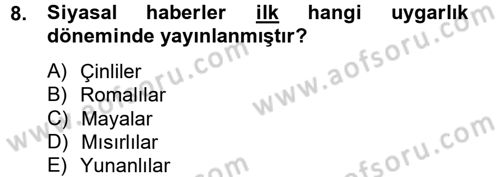 Uluslararası İletişim Dersi 2012 - 2013 Yılı (Vize) Ara Sınav Soruları 8. Soru