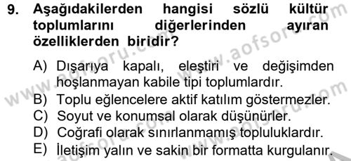 Uluslararası İletişim Dersi 2012 - 2013 Yılı (Vize) Ara Sınav Soruları 9. Soru