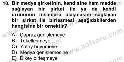 Uluslararası İletişim Dersi 2012 - 2013 Yılı (Final) Dönem Sonu Sınav Soruları 10. Soru
