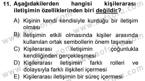 Uluslararası İletişim Dersi 2012 - 2013 Yılı (Final) Dönem Sonu Sınav Soruları 11. Soru