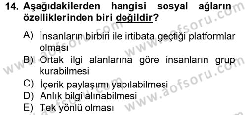 Uluslararası İletişim Dersi 2012 - 2013 Yılı (Final) Dönem Sonu Sınav Soruları 14. Soru