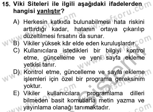 Uluslararası İletişim Dersi 2012 - 2013 Yılı (Final) Dönem Sonu Sınav Soruları 15. Soru