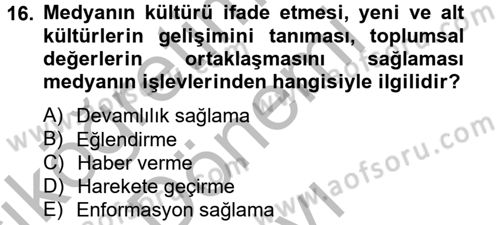 Uluslararası İletişim Dersi 2012 - 2013 Yılı (Final) Dönem Sonu Sınav Soruları 16. Soru