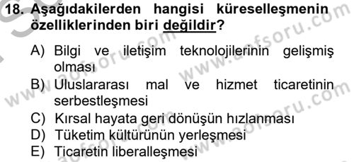 Uluslararası İletişim Dersi 2012 - 2013 Yılı (Final) Dönem Sonu Sınav Soruları 18. Soru