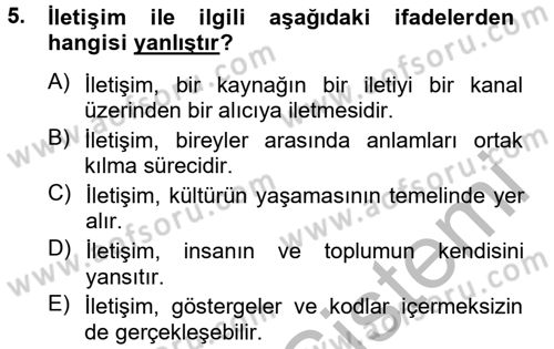 Uluslararası İletişim Dersi 2012 - 2013 Yılı (Final) Dönem Sonu Sınav Soruları 5. Soru