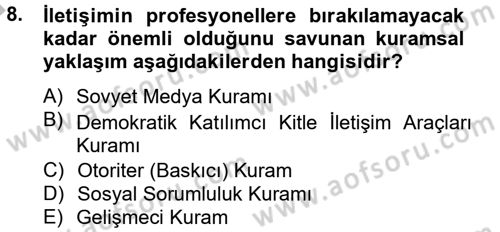 Uluslararası İletişim Dersi 2012 - 2013 Yılı (Final) Dönem Sonu Sınav Soruları 8. Soru