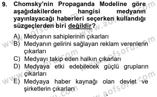 Uluslararası İletişim Dersi 2012 - 2013 Yılı (Final) Dönem Sonu Sınav Soruları 9. Soru