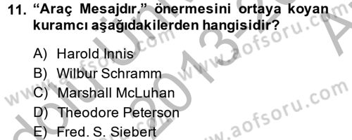 Uluslararası İletişim Dersi 2013 - 2014 Yılı (Vize) Ara Sınav Soruları 11. Soru