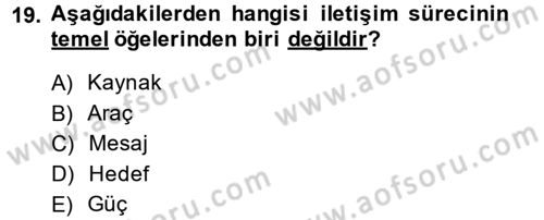 Uluslararası İletişim Dersi 2013 - 2014 Yılı (Vize) Ara Sınav Soruları 19. Soru
