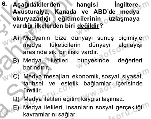 Uluslararası İletişim Dersi 2013 - 2014 Yılı (Vize) Ara Sınav Soruları 6. Soru