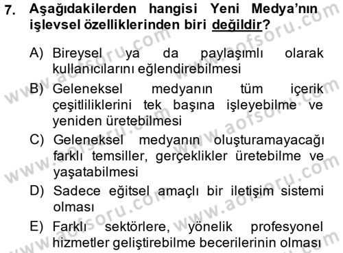 Uluslararası İletişim Dersi 2013 - 2014 Yılı (Vize) Ara Sınav Soruları 7. Soru