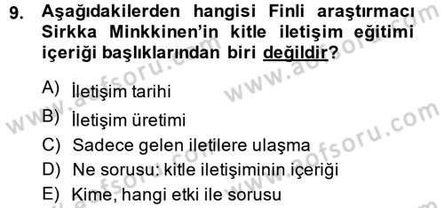 Uluslararası İletişim Dersi 2013 - 2014 Yılı (Vize) Ara Sınav Soruları 9. Soru