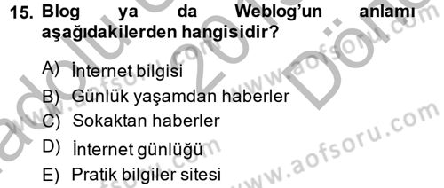 Uluslararası İletişim Dersi 2013 - 2014 Yılı (Final) Dönem Sonu Sınav Soruları 15. Soru