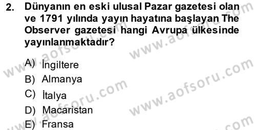 Uluslararası İletişim Dersi 2013 - 2014 Yılı (Final) Dönem Sonu Sınav Soruları 2. Soru