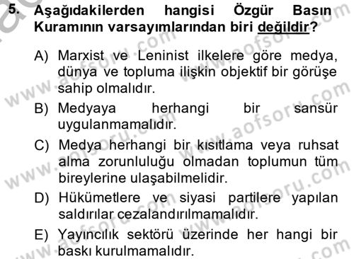 Uluslararası İletişim Dersi 2013 - 2014 Yılı (Final) Dönem Sonu Sınav Soruları 5. Soru