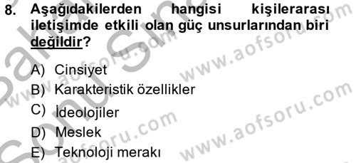 Uluslararası İletişim Dersi 2013 - 2014 Yılı (Final) Dönem Sonu Sınav Soruları 8. Soru