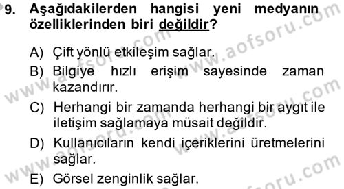 Uluslararası İletişim Dersi 2013 - 2014 Yılı (Final) Dönem Sonu Sınav Soruları 9. Soru