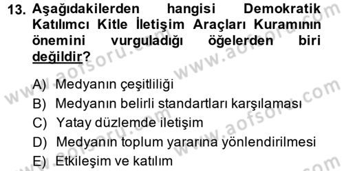 Uluslararası İletişim Dersi 2014 - 2015 Yılı (Vize) Ara Sınav Soruları 13. Soru