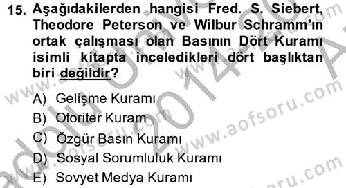 Uluslararası İletişim Dersi 2014 - 2015 Yılı (Vize) Ara Sınav Soruları 15. Soru