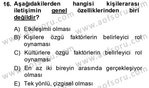 Uluslararası İletişim Dersi 2014 - 2015 Yılı (Vize) Ara Sınav Soruları 16. Soru