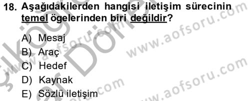 Uluslararası İletişim Dersi 2014 - 2015 Yılı (Vize) Ara Sınav Soruları 18. Soru